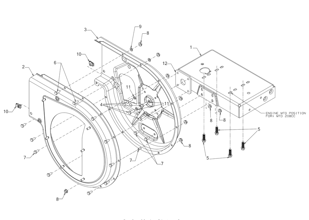 Frame Diagram and Parts List for CS2210 (24A41M4710)(2017) Cub Cadet Chipper Shredder